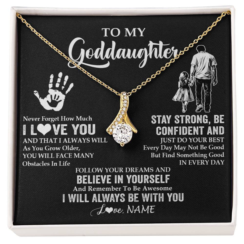 Alluring Beauty Necklace 18K Yellow Gold Finish | 1 | Personalized To My Goddaughter Necklace I Love You Forever From Godfather Goddaughter Birthday Gifts Christmas Graduation Customized Gift Box Message Card | teecentury