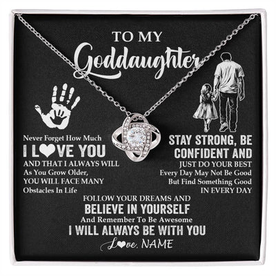 Love Knot Necklace 14K White Gold Finish | 1 | Personalized To My Goddaughter Necklace I Love You Forever From Godfather Goddaughter Birthday Gifts Christmas Graduation Customized Gift Box Message Card | teecentury
