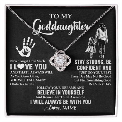 Love Knot Necklace 14K White Gold Finish | 1 | Personalized To My Goddaughter Necklace I Love You Forever From Godmother Goddaughter Birthday Gifts Christmas Graduation Customized Gift Box Message Card | teecentury
