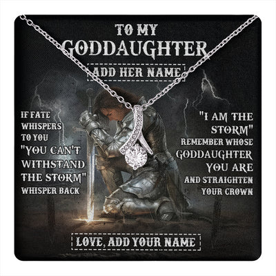 Alluring Beauty Necklace 14K White Gold Finish | 1 | Personalized To My Goddaughter Necklace Women Warrior Knights Templar I Am The Storm Best Goddaughter Birthday Gifts Christmas Custom Gift Box Message Card | teecentury