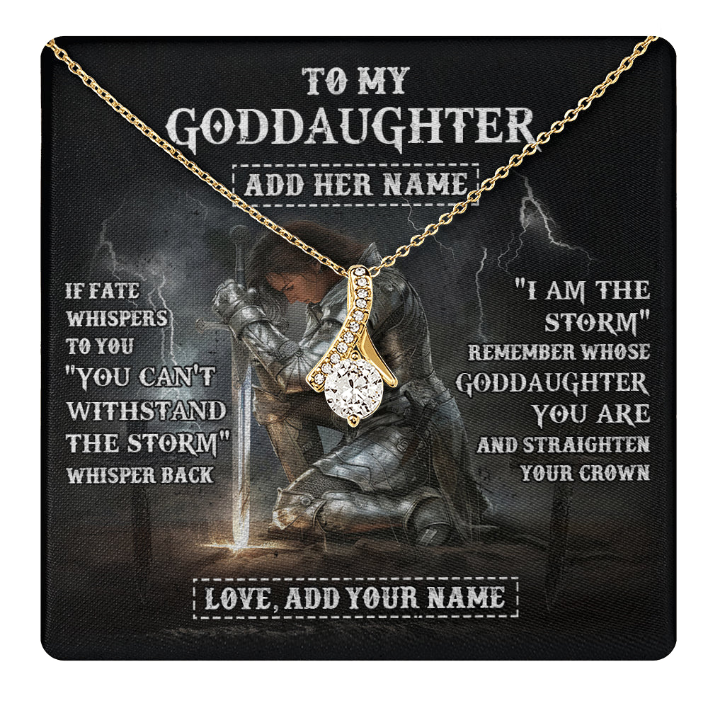 Alluring Beauty Necklace 18K Yellow Gold Finish | 1 | Personalized To My Goddaughter Necklace Women Warrior Knights Templar I Am The Storm Best Goddaughter Birthday Gifts Christmas Custom Gift Box Message Card | teecentury