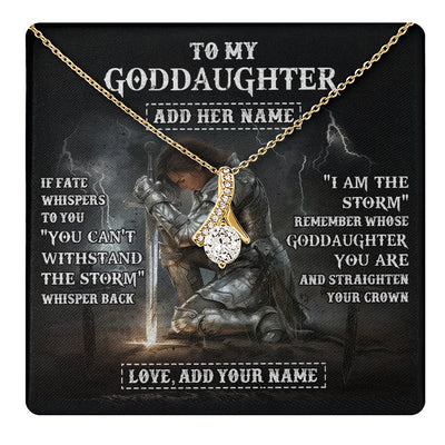Alluring Beauty Necklace 18K Yellow Gold Finish | 1 | Personalized To My Goddaughter Necklace Women Warrior Knights Templar I Am The Storm Best Goddaughter Birthday Gifts Christmas Custom Gift Box Message Card | teecentury