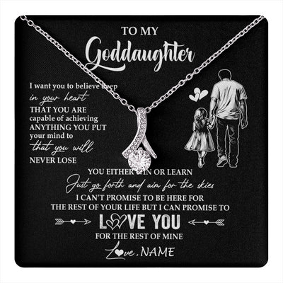 Alluring Beauty Necklace 14K White Gold Finish | 1 | Personalized To My Goddaughter Necklace You Will Never Lose From Godfather Uncle Goddaughter Birthday Gifts Graduation Christmas Gift Box Message Card | teecentury