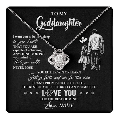 Love Knot Necklace 14K White Gold Finish | 1 | Personalized To My Goddaughter Necklace You Will Never Lose From Godfather Uncle Goddaughter Birthday Gifts Graduation Christmas Gift Box Message Card | teecentury