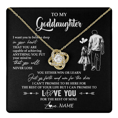Love Knot Necklace 18K Yellow Gold Finish | 1 | Personalized To My Goddaughter Necklace You Will Never Lose From Godfather Uncle Goddaughter Birthday Gifts Graduation Christmas Gift Box Message Card | teecentury