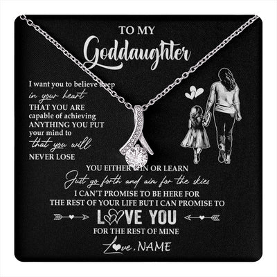 Alluring Beauty Necklace 14K White Gold Finish | 1 | Personalized To My Goddaughter Necklace You Will Never Lose From Godmother Aunt Goddaughter Birthday Gifts Graduation Christmas Gift Box Message Card | teecentury