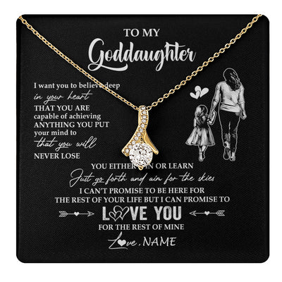 Alluring Beauty Necklace 18K Yellow Gold Finish | 1 | Personalized To My Goddaughter Necklace You Will Never Lose From Godmother Aunt Goddaughter Birthday Gifts Graduation Christmas Gift Box Message Card | teecentury