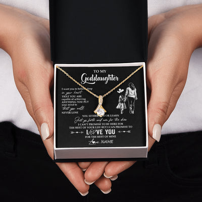 Alluring Beauty Necklace 18K Yellow Gold Finish | 2 | Personalized To My Goddaughter Necklace You Will Never Lose From Godmother Aunt Goddaughter Birthday Gifts Graduation Christmas Gift Box Message Card | teecentury