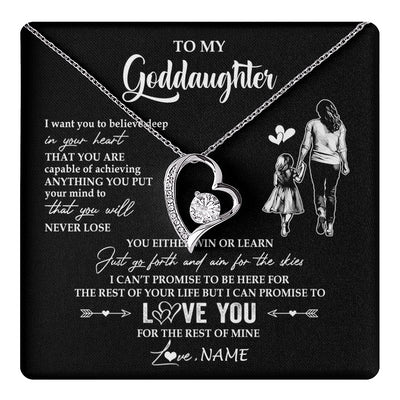 Forever Love Necklace 14K White Gold Finish | 1 | Personalized To My Goddaughter Necklace You Will Never Lose From Godmother Aunt Goddaughter Birthday Gifts Graduation Christmas Gift Box Message Card | teecentury