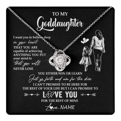 Love Knot Necklace 14K White Gold Finish | 1 | Personalized To My Goddaughter Necklace You Will Never Lose From Godmother Aunt Goddaughter Birthday Gifts Graduation Christmas Gift Box Message Card | teecentury