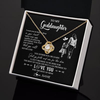 Love Knot Necklace 18K Yellow Gold Finish | 2 | Personalized To My Goddaughter Necklace You Will Never Lose From Godmother Aunt Goddaughter Birthday Gifts Graduation Christmas Gift Box Message Card | teecentury