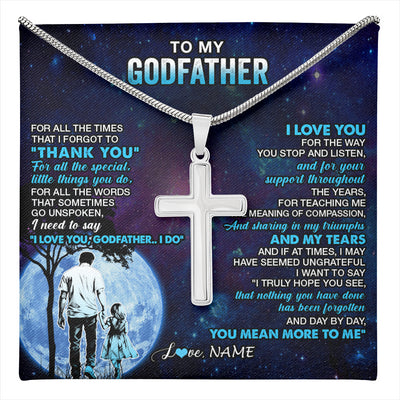 Stainless Cross Necklace Stainless Steel | 1 | Personalized To My Godfather Necklace From Niece Thank You Day By Day Godfather Birthday Gifts Fathers Day Christmas Customized Gift Box Message Card | teecentury