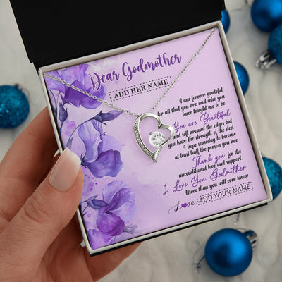 Forever Love Necklace 14K White Gold Finish | 2 | Personalized To My Godmother Gifts From Niece Necklace Flower You Are Beautiful Gifts For Aunt Mothers Day Birthday Christmas Custom Gift Box Message Card | teecentury.myshopify