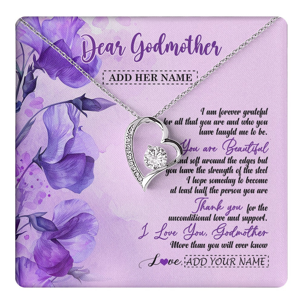 Forever Love Necklace 14K White Gold Finish | 1 | Personalized To My Godmother Gifts From Niece Necklace Flower You Are Beautiful Gifts For Aunt Mothers Day Birthday Christmas Custom Gift Box Message Card | teecentury.myshopify