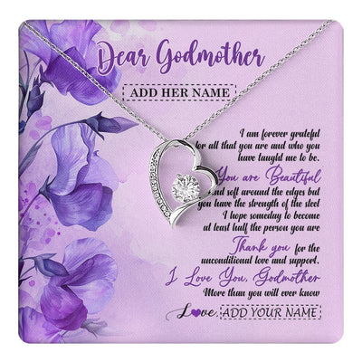 Forever Love Necklace 14K White Gold Finish | 1 | Personalized To My Godmother Gifts From Niece Necklace Flower You Are Beautiful Gifts For Aunt Mothers Day Birthday Christmas Custom Gift Box Message Card | teecentury.myshopify