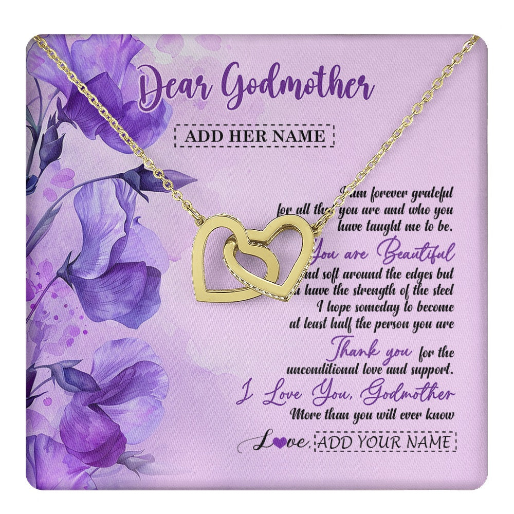 Interlocking Hearts Necklace 18K Yellow Gold Finish | 1 | Personalized To My Godmother Gifts From Niece Necklace Flower You Are Beautiful Gifts For Aunt Mothers Day Birthday Christmas Custom Gift Box Message Card | teecentury.myshopify