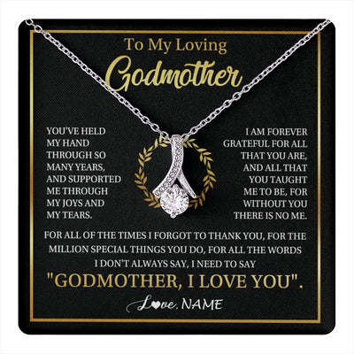 Alluring Beauty Necklace 14K White Gold Finish | 1 | Personalized To My Godmother Gifts Necklace From Niece Nephew Grateful Thank You Aunt Birthday Gifts Mothers Day Christmas Jewelry Gift Box Message Card | teecentury