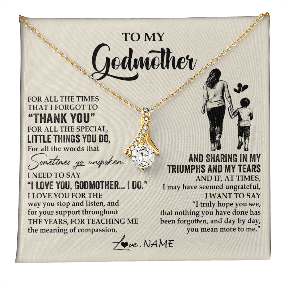 Alluring Beauty Necklace 18K Yellow Gold Finish | 1 | Personalized To My Godmother Necklace From Nephew For All The Times That I Forgot To Thank You Birthday Mothers Day Christmas Customized Gift Box Message Card | teecentury