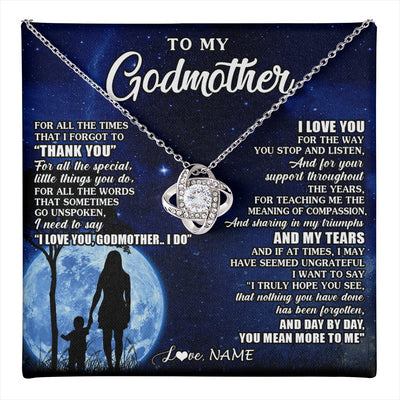 Love Knot Necklace 14K White Gold Finish | 1 | Personalized To My Godmother Necklace From Nephew Niece Thank You Grateful Love Aunt Birthday Mothers Day Jewelry Christmas Customized Gift Box Message Card | teecentury