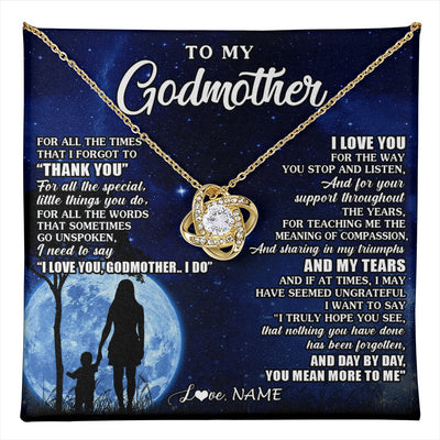 Love Knot Necklace 18K Yellow Gold Finish | 1 | Personalized To My Godmother Necklace From Nephew Niece Thank You Grateful Love Aunt Birthday Mothers Day Jewelry Christmas Customized Gift Box Message Card | teecentury