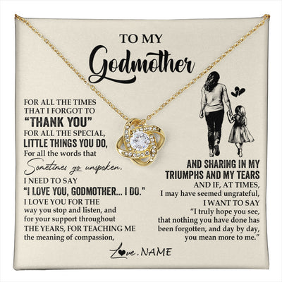 Love Knot Necklace 18K Yellow Gold Finish | 1 | Personalized To My Godmother Necklace From Niece For All The Times That I Forgot To Thank You Birthday Mothers Day Christmas Customized Gift Box Message Card | teecentury