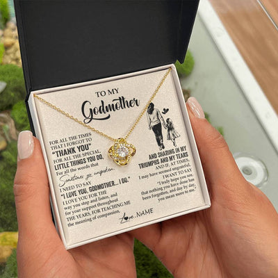 Love Knot Necklace 18K Yellow Gold Finish | 2 | Personalized To My Godmother Necklace From Niece For All The Times That I Forgot To Thank You Birthday Mothers Day Christmas Customized Gift Box Message Card | teecentury