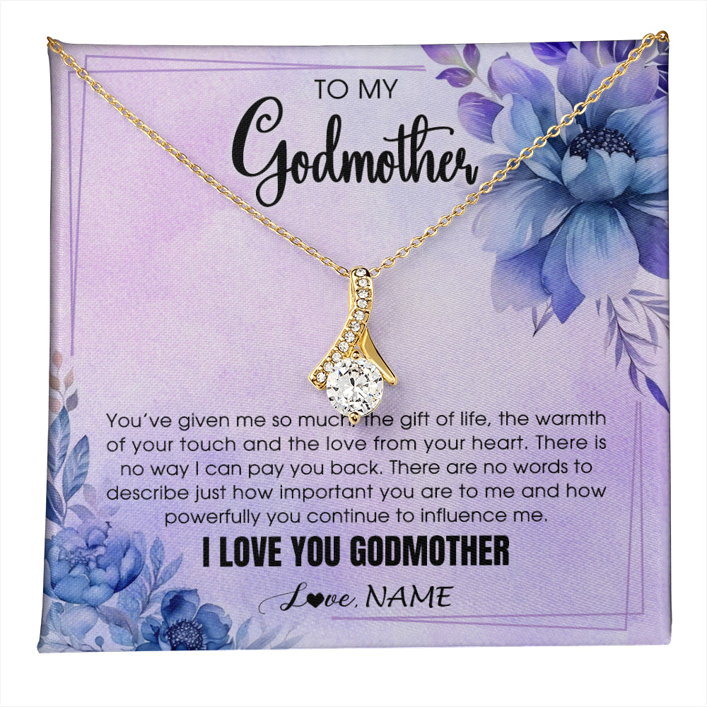 Alluring Beauty Necklace 18K Yellow Gold Finish | 1 | Personalized To My Godmother Necklace From Niece Nephew I Love You Aunt Birthday Gifts Mothers Day Jewelry Pendant Christmas Customized Gift Box Message Card | teecentury
