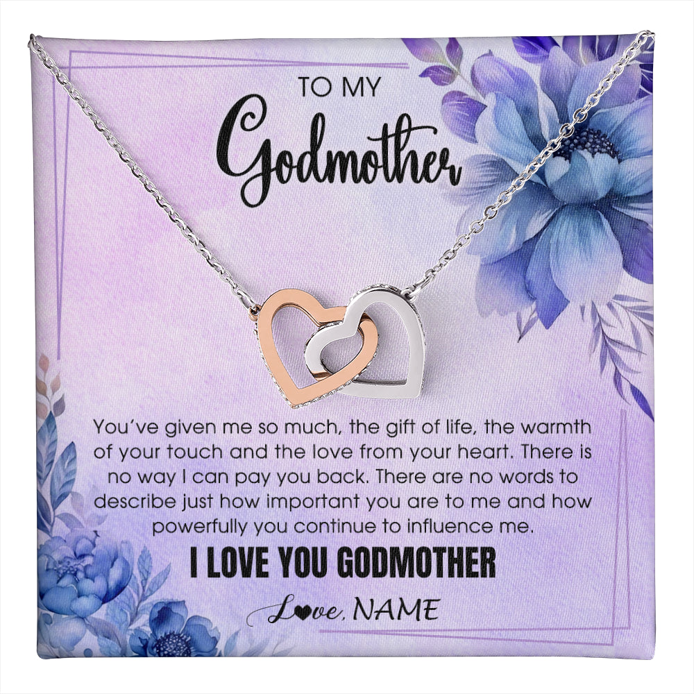 Interlocking Hearts Necklace Stainless Steel & Rose Gold Finish | 1 | Personalized To My Godmother Necklace From Niece Nephew I Love You Aunt Birthday Gifts Mothers Day Jewelry Pendant Christmas Customized Gift Box Message Card | teecentury