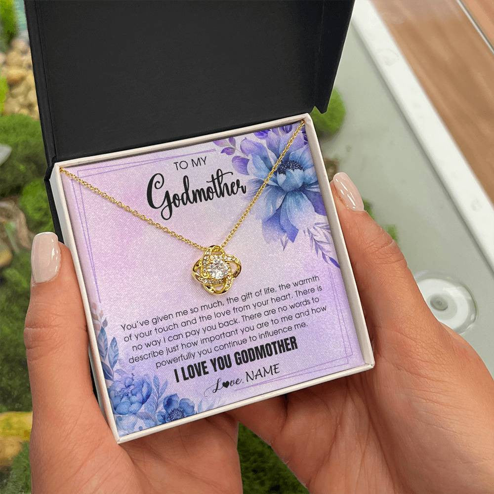 Love Knot Necklace 18K Yellow Gold Finish | 2 | Personalized To My Godmother Necklace From Niece Nephew I Love You Aunt Birthday Gifts Mothers Day Jewelry Pendant Christmas Customized Gift Box Message Card | teecentury