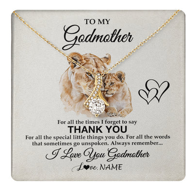 Alluring Beauty Necklace 18K Yellow Gold Finish | 1 | Personalized To My Godmother Necklace From Niece Nephew Thank You Lion Aunt Gift For Mothers Day Birthday Gift Christmas For Godmother Gift Box Message Card | teecentury
