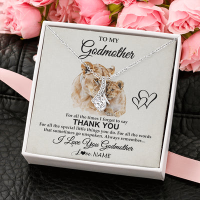 Alluring Beauty Necklace 14K White Gold Finish | 2 | Personalized To My Godmother Necklace From Niece Nephew Thank You Lion Aunt Gift For Mothers Day Birthday Gift Christmas For Godmother Gift Box Message Card | teecentury