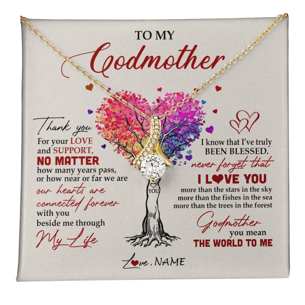 Alluring Beauty Necklace 18K Yellow Gold Finish | 1 | Personalized To My Godmother Necklace From Niece Never Forget That I Love You You Mean The World Aunt Birthday Mothers Day Christmas Customized Gift Box Message Card | teecentury