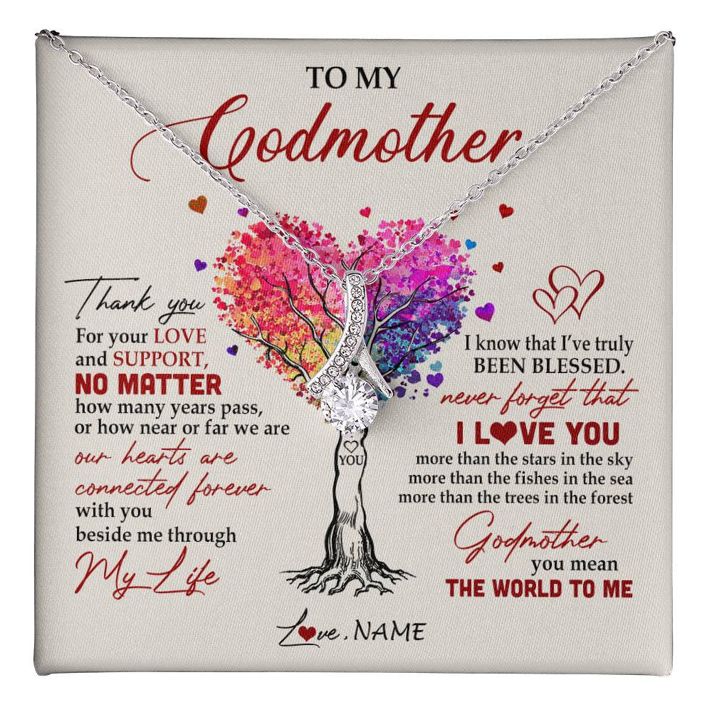 Alluring Beauty Necklace 14K White Gold Finish | 1 | Personalized To My Godmother Necklace From Niece Never Forget That I Love You You Mean The World Aunt Birthday Mothers Day Christmas Customized Gift Box Message Card | teecentury