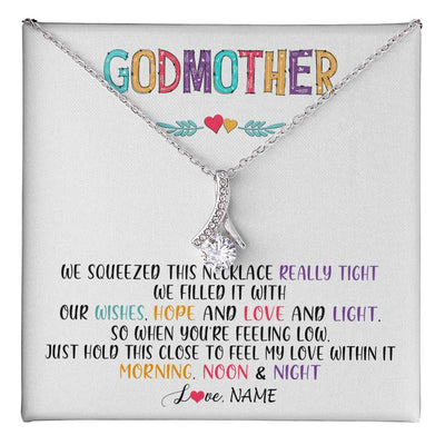 Alluring Beauty Necklace 14K White Gold Finish | 1 | Personalized To My Godmother Necklace From Niece We Squeezed This Necklace Godmother Birthday Mothers Day Christmas Customized Gift Box Message Card | teecentury