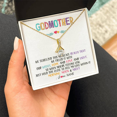 Alluring Beauty Necklace 18K Yellow Gold Finish | 2 | Personalized To My Godmother Necklace From Niece We Squeezed This Necklace Godmother Birthday Mothers Day Christmas Customized Gift Box Message Card | teecentury