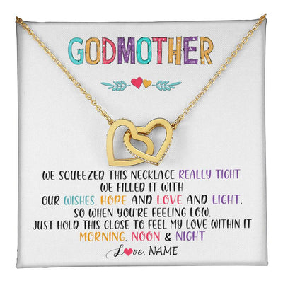 Interlocking Hearts Necklace 18K Yellow Gold Finish | 1 | Personalized To My Godmother Necklace From Niece We Squeezed This Necklace Godmother Birthday Mothers Day Christmas Customized Gift Box Message Card | teecentury