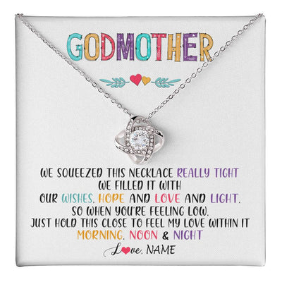 Love Knot Necklace 14K White Gold Finish | 1 | Personalized To My Godmother Necklace From Niece We Squeezed This Necklace Godmother Birthday Mothers Day Christmas Customized Gift Box Message Card | teecentury