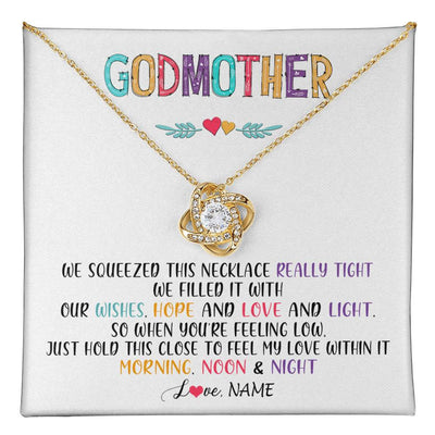 Love Knot Necklace 18K Yellow Gold Finish | 1 | Personalized To My Godmother Necklace From Niece We Squeezed This Necklace Godmother Birthday Mothers Day Christmas Customized Gift Box Message Card | teecentury