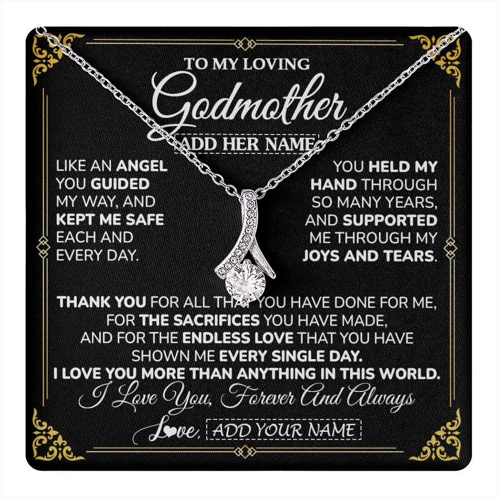 Alluring Beauty Necklace 14K White Gold Finish | 1 | Personalized To My Godmother Necklace Gifts Meaningful Gift To Aunt From Niece Without You There Is No Me Mothers Day Godmother Birthday Gift Box Message Card | https://teecentury.