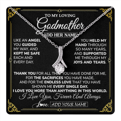 Alluring Beauty Necklace 14K White Gold Finish | 1 | Personalized To My Godmother Necklace Gifts Meaningful Gift To Aunt From Niece Without You There Is No Me Mothers Day Godmother Birthday Gift Box Message Card | https://teecentury.