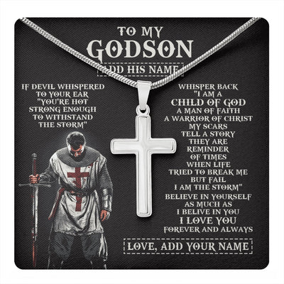 Stainless Cross Necklace Stainless Steel | 1 | Personalized To My Godson From Godfather Necklace I Am The Storm Knight Templar Birthday Gifts For Godson Christian Christmas Custom Gift Box Message Card | https://teecentury.