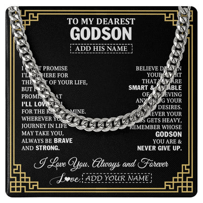 Cuban Link Chain Necklace Stainless Steel | 1 | Personalized To My Godson Gifts From Godmother Uncle Cross Necklace Never Give Up Inspirational Gift For Godson Graduation Christmas Gift Box Message Card | https://teecentury.