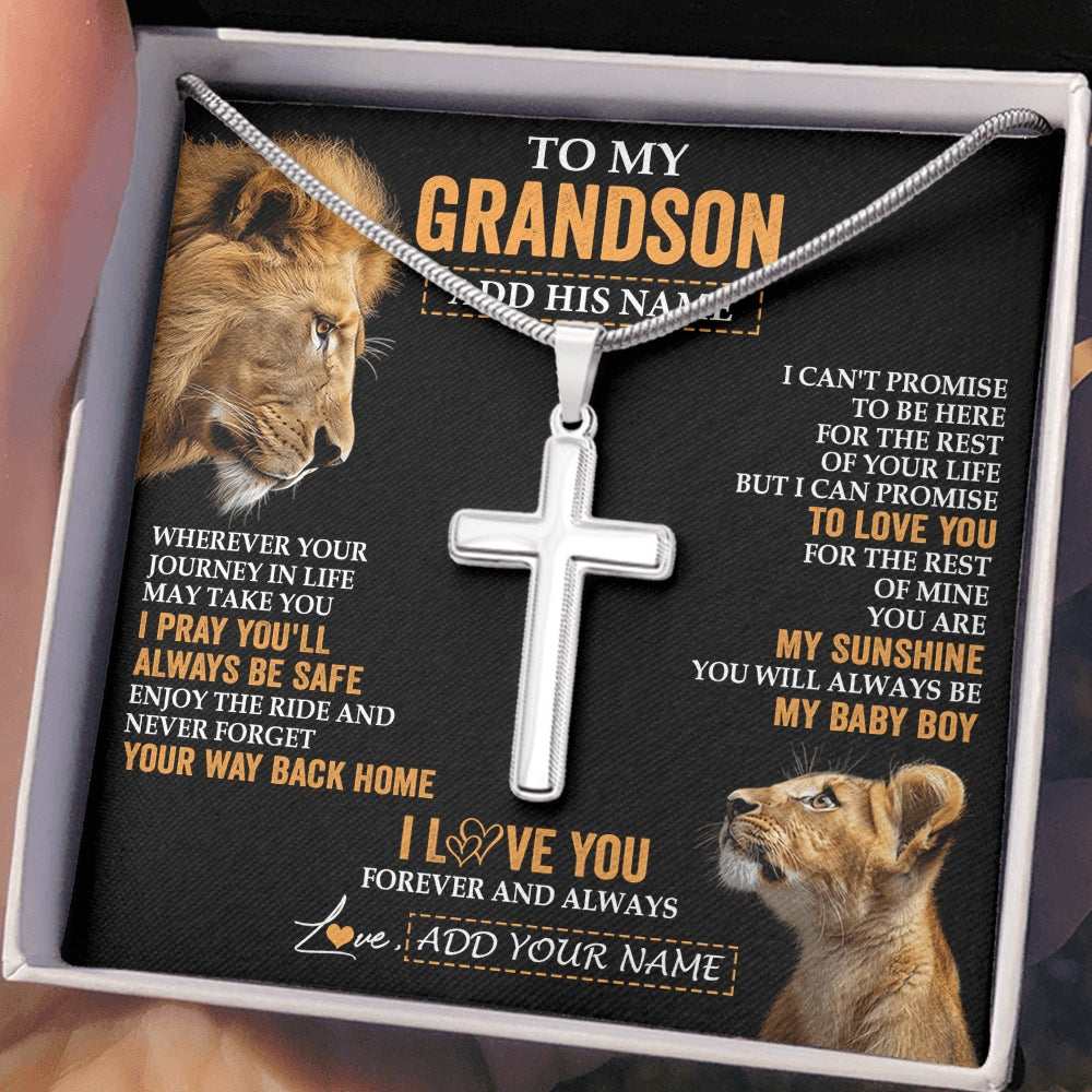 Stainless Cross Necklace Stainless Steel | 2 | Personalized To My Godson Gifts Necklace From Godfather Wherever Your Journey In Life Lion Goddaughter Birthday Gifts Christmas Custom Gift Box Message Card | https://teecentury.