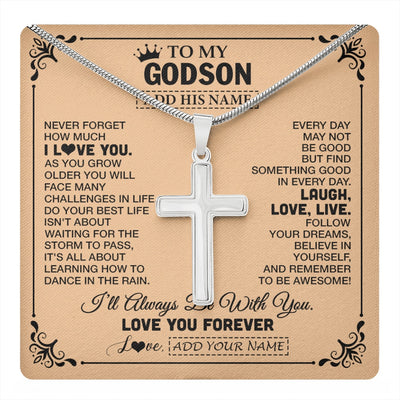 Stainless Cross Necklace Stainless Steel | 1 | Personalized To My Godson Gifts Necklace From Godmother Godfather Never Forget How Much I Love You Godson Birthday Gifts Christmas Gift Box Message Card | https://teecentury.
