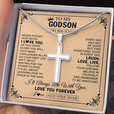 Stainless Cross Necklace Stainless Steel | 2 | Personalized To My Godson Gifts Necklace From Godmother Godfather Never Forget How Much I Love You Godson Birthday Gifts Christmas Gift Box Message Card | https://teecentury.