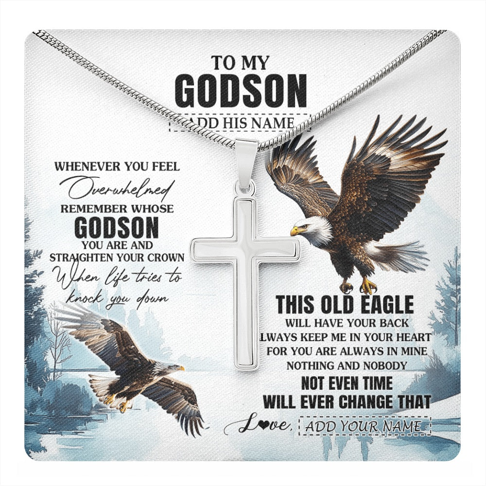 Stainless Cross Necklace Stainless Steel | 1 | Personalized To My Godson Gifts Necklace From Godmother Uncle Whenever Eagle Unique Birthday Gifts For Godson Christmas Custom Keepsake Gift Box Message Card | https://teecentury.