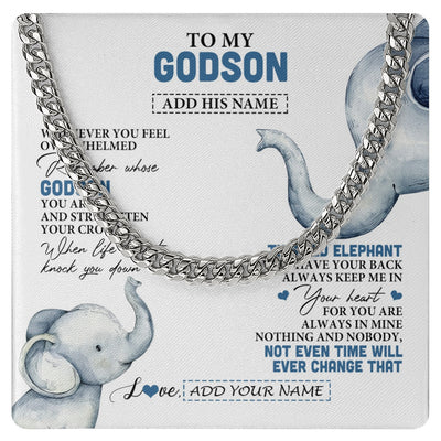 Cuban Link Chain Necklace Stainless Steel | 1 | Personalized To My Godson Gifts Necklace From Godmother Uncle Whenever Elephant Unique Birthday Gifts For Godson Graduation Christmas Gift Box Message Card | teecentury.myshopify