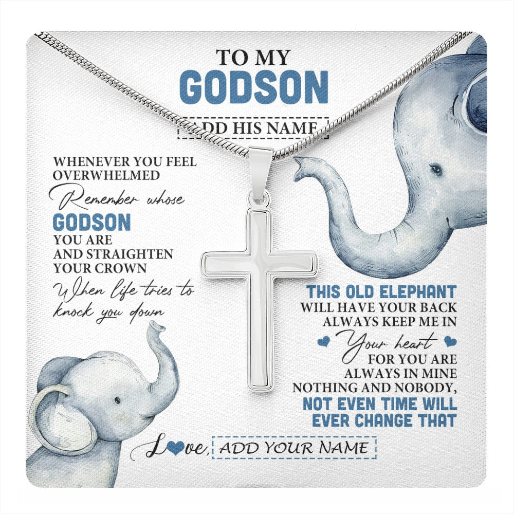 Stainless Cross Necklace Stainless Steel | 1 | Personalized To My Godson Gifts Necklace From Godmother Uncle Whenever Elephant Unique Birthday Gifts For Godson Graduation Christmas Gift Box Message Card | teecentury.myshopify
