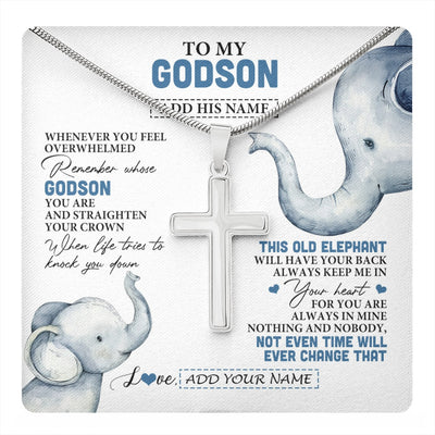 Stainless Cross Necklace Stainless Steel | 1 | Personalized To My Godson Gifts Necklace From Godmother Uncle Whenever Elephant Unique Birthday Gifts For Godson Graduation Christmas Gift Box Message Card | teecentury.myshopify