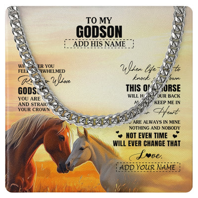 Cuban Link Chain Necklace Stainless Steel | 1 | Personalized To My Godson Gifts Necklace From Godmother Uncle Whenever Horse Unique Birthday Gifts For Godson Graduation Christmas Gift Box Message Card | teecentury.myshopify